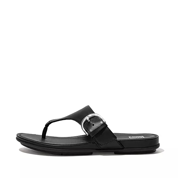 FitFlop GRACIE Gesp Cuir Sandales Toe-Post Noir | 22446811