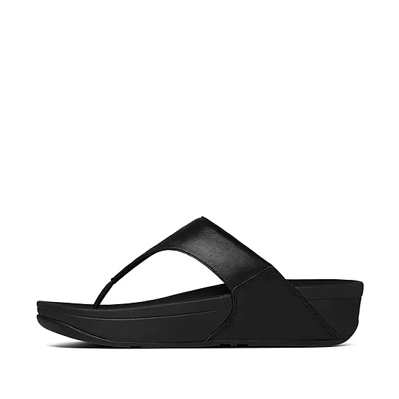 FitFlop LULU Cuir Sandales Toe-Post Noir | 96483281