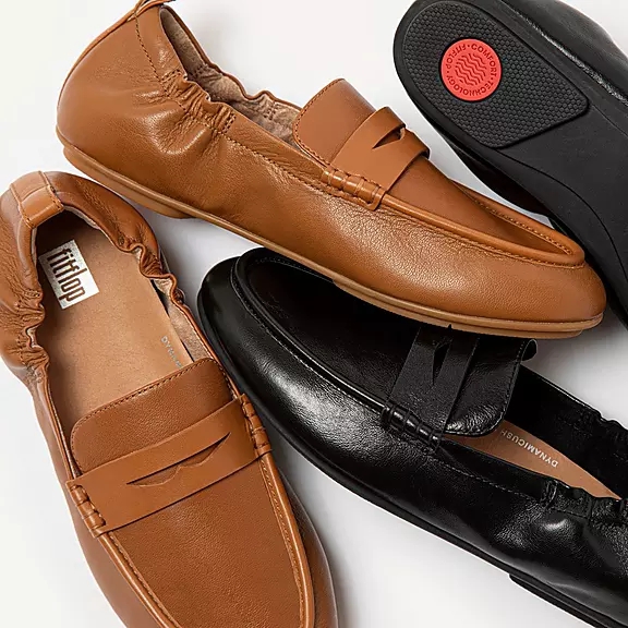 FitFlop ALLEGRO Cuir Penny Loafers Marron Clair | 34497066