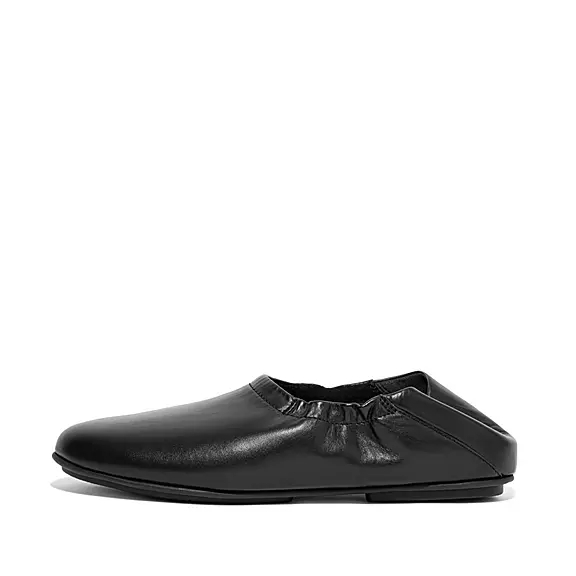 FitFlop ALLEGRO Fold-Down Back Cuir Ballerine Noir | 60115670
