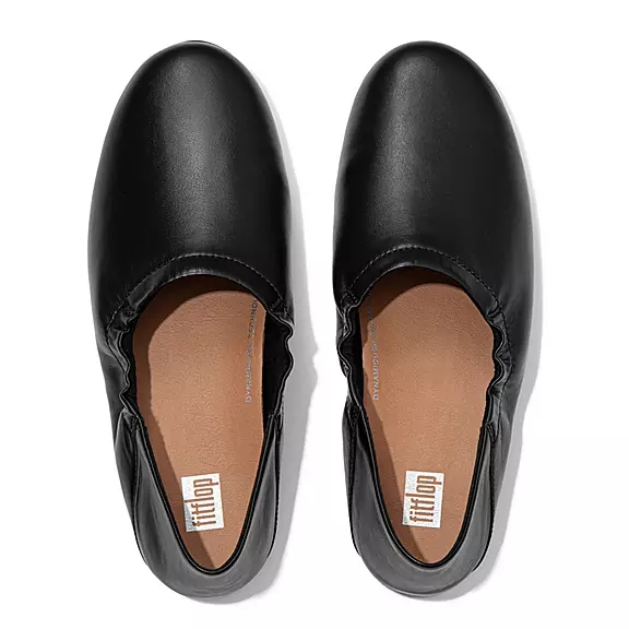 FitFlop ALLEGRO Fold-Down Back Cuir Ballerine Noir | 60115670