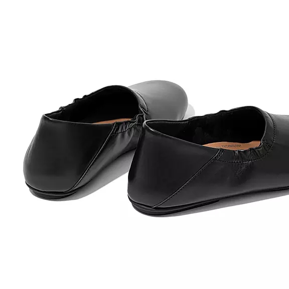 FitFlop ALLEGRO Fold-Down Back Cuir Ballerine Noir | 60115670