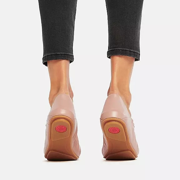 FitFlop ALLEGRO Fold-Down Back Cuir Ballerine Beige | 70288518