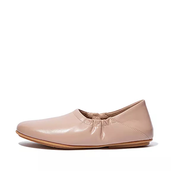 FitFlop ALLEGRO Fold-Down Back Cuir Ballerine Beige | 70288518
