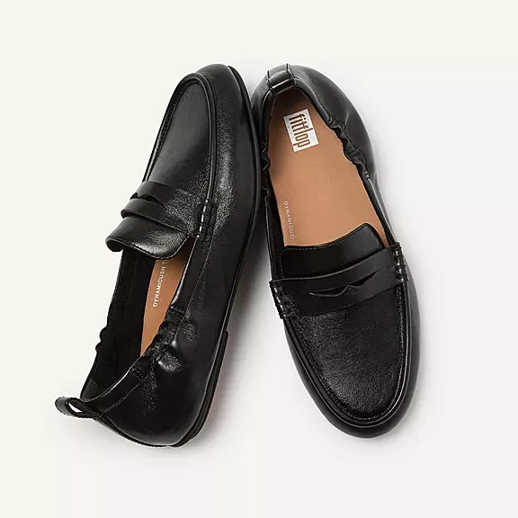 FitFlop ALLEGRO Metallic Cuir Penny Loafers Noir | 51111006