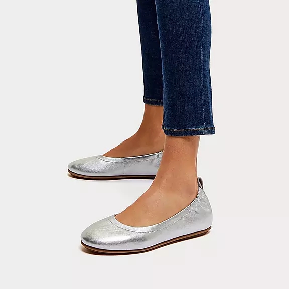 FitFlop ALLEGRO Soft Cuir Ballerine Argent | 51573219