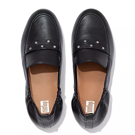 FitFlop ALLEGRO Studded Cuir Loafers Noir | 40402389