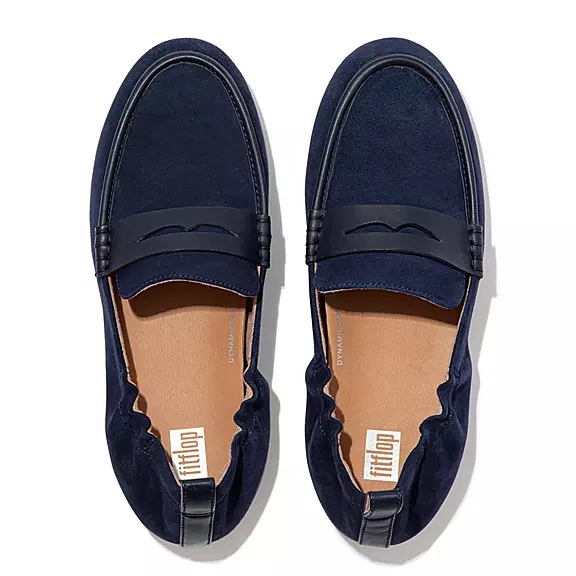 FitFlop ALLEGRO Suede Penny Loafers Bleu Marine | 11534173