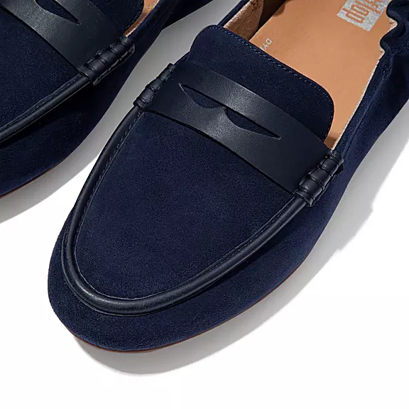 FitFlop ALLEGRO Suede Penny Loafers Bleu Marine | 11534173