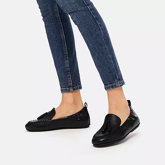 FitFlop ALLEGRO Tassel Cuir Loafers Noir | 57761665