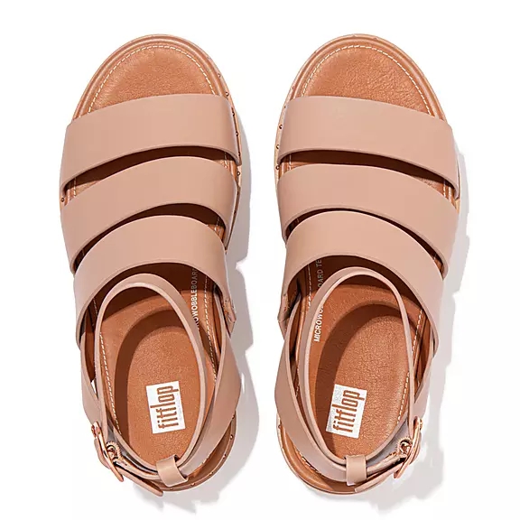 FitFlop ELOISE Espadrilles Cuir Sandales Compensées Beige | 30585071