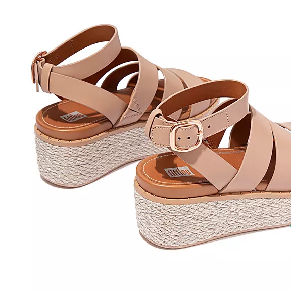 FitFlop ELOISE Espadrilles Cuir Sandales Compensées Beige | 30585071