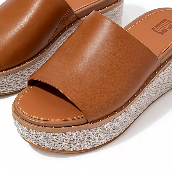 FitFlop ELOISE Espadrilles Cuir Wedge Sandales À Plateforme Marron Clair | 31144700