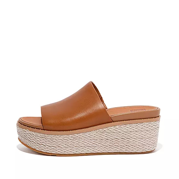 FitFlop ELOISE Espadrilles Cuir Wedge Sandales À Plateforme Marron Clair | 31144700