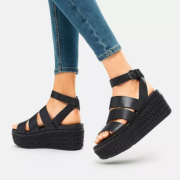 FitFlop ELOISE Espadrilles Sandales Compensées Noir | 50163922
