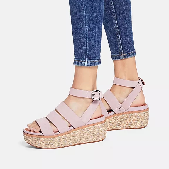 FitFlop ELOISE Espadrilles Suede Sandales Compensées Roze | 37492260