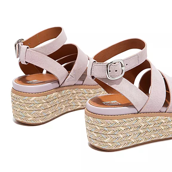 FitFlop ELOISE Espadrilles Suede Sandales Compensées Roze | 37492260