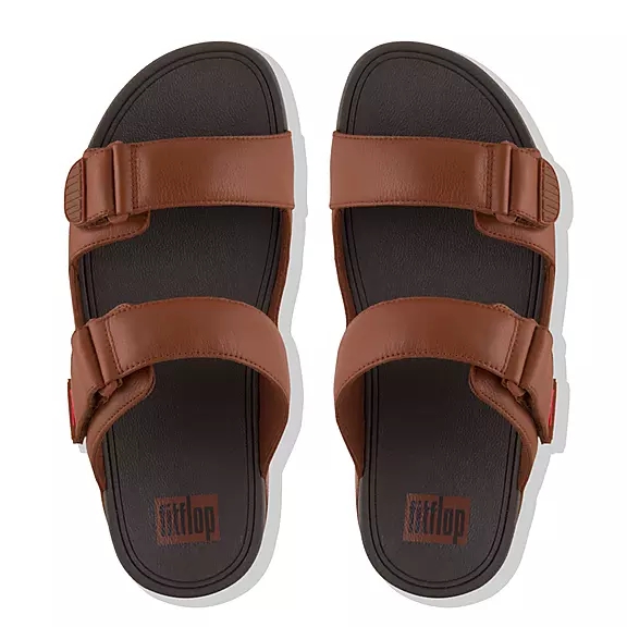 FitFlop GOGH Cuir Claquette Marron Foncé | 10070906