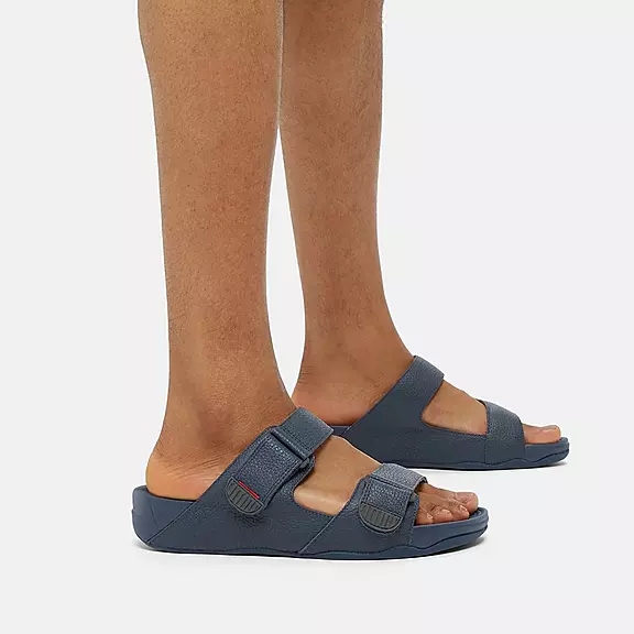 FitFlop GOGH MOC Adjustable Cuir Claquette Bleu Marine | 48753790