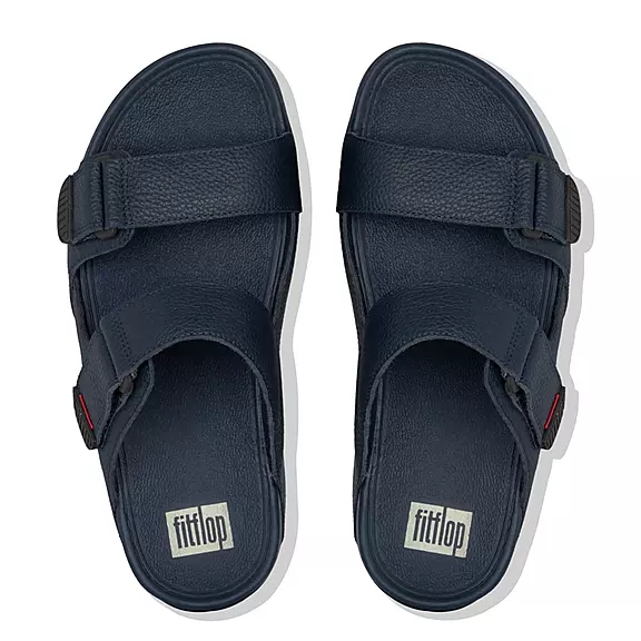 FitFlop GOGH MOC Adjustable Cuir Claquette Bleu Marine | 48753790