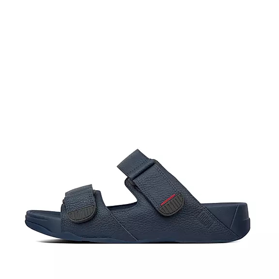 FitFlop GOGH MOC Adjustable Cuir Claquette Bleu Marine | 48753790