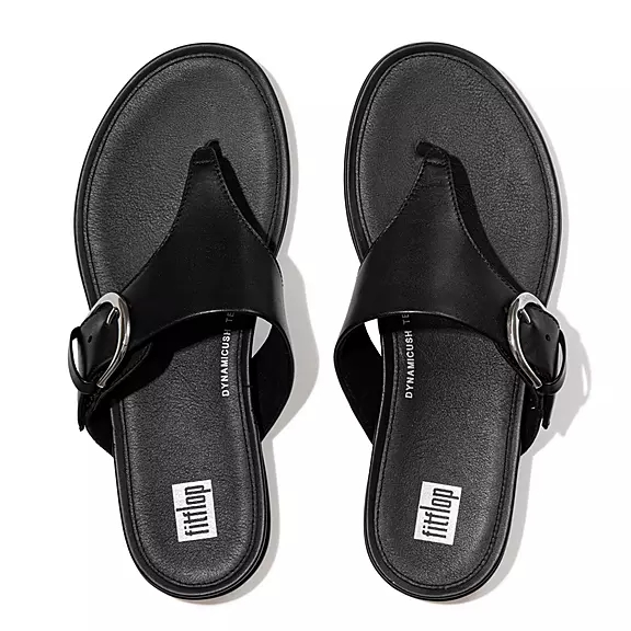 FitFlop GRACIE Gesp Cuir Sandales Toe-Post Noir | 22446811