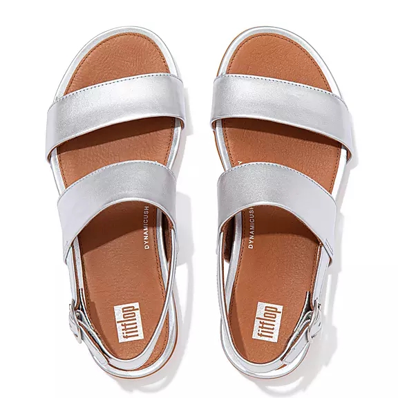FitFlop GRACIE Metallic Cuir Sandales Argent | 96330258