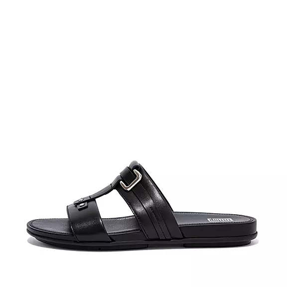 FitFlop GRACIE Stud-Gesp Cuir Claquette Noir | 47956152