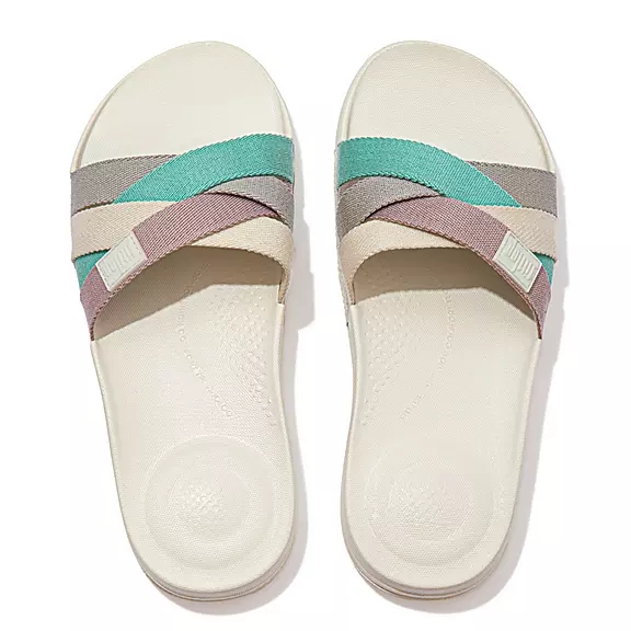 FitFlop IQUSHION Multi-Riemen Claquette Blanche | 95798596