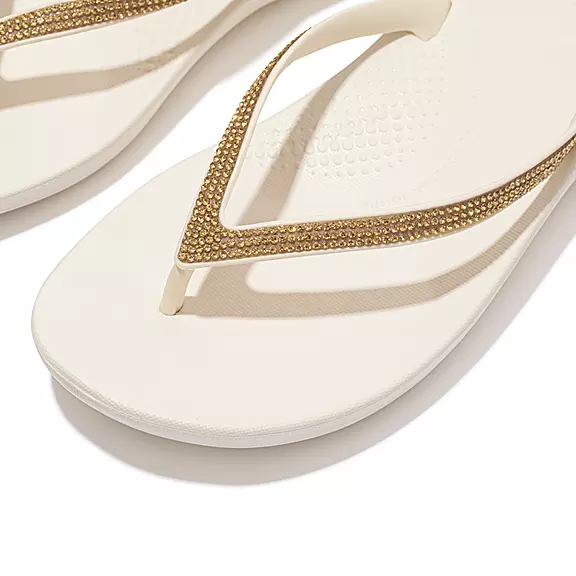FitFlop IQUSHION Sparkle Ergonomic Tong Blanche | 17769039