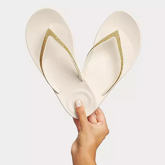 FitFlop IQUSHION Sparkle Ergonomic Tong Blanche | 17769039