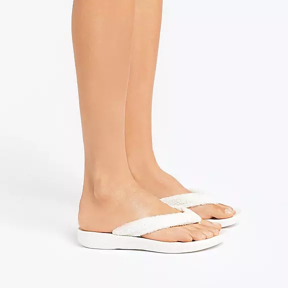 FitFlop IQUSHION Towelling Tong Blanche | 31610870