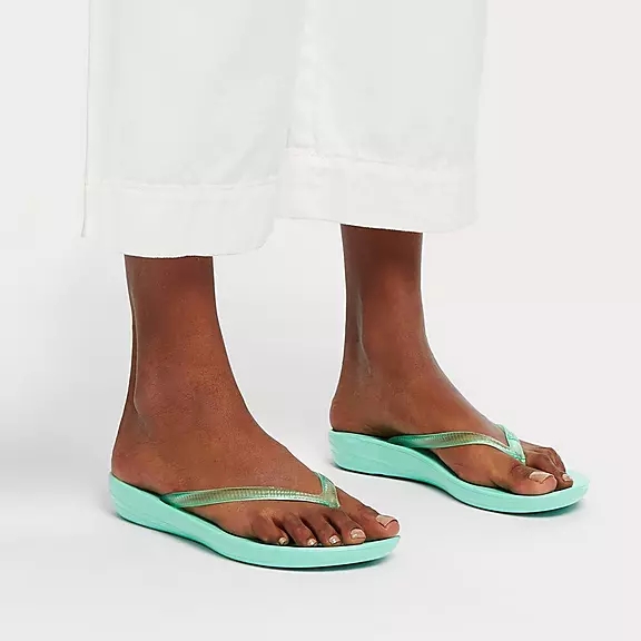 FitFlop IQUSHION Transparent Tong Vert | 91313050