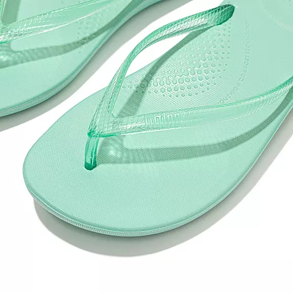 FitFlop IQUSHION Transparent Tong Vert | 91313050