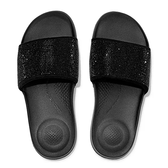 FitFlop IQUSHION Water-Resistant Crystal Claquette Noir | 71140629