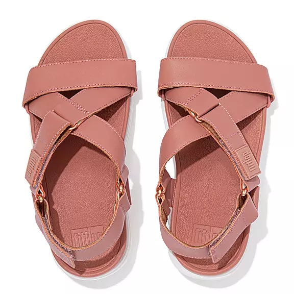 FitFlop LOOSH Cuir Cross-Riemen Sandales Roze | 67586066