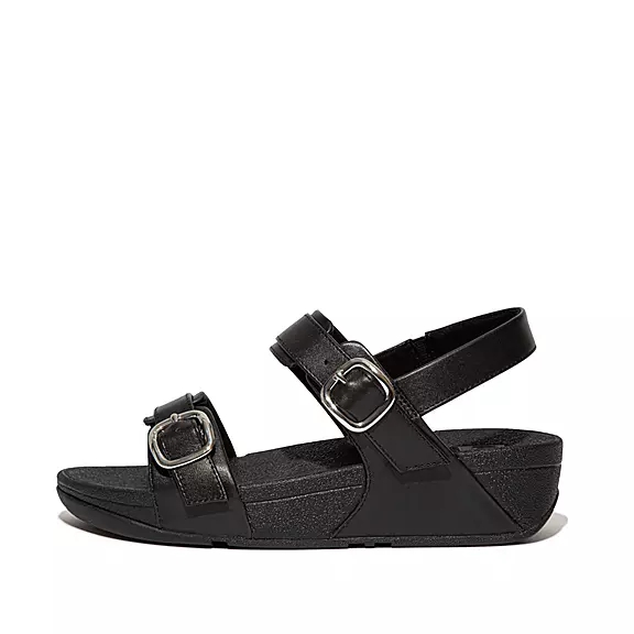 FitFlop LULU Adjustable Cuir Sandales Noir | 91892365