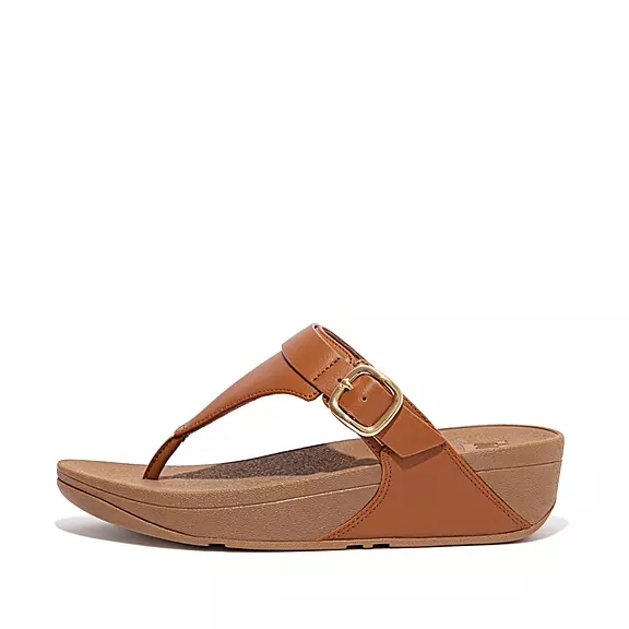 FitFlop LULU Adjustable Cuir Sandales Toe-Post Marron Clair | 18152032