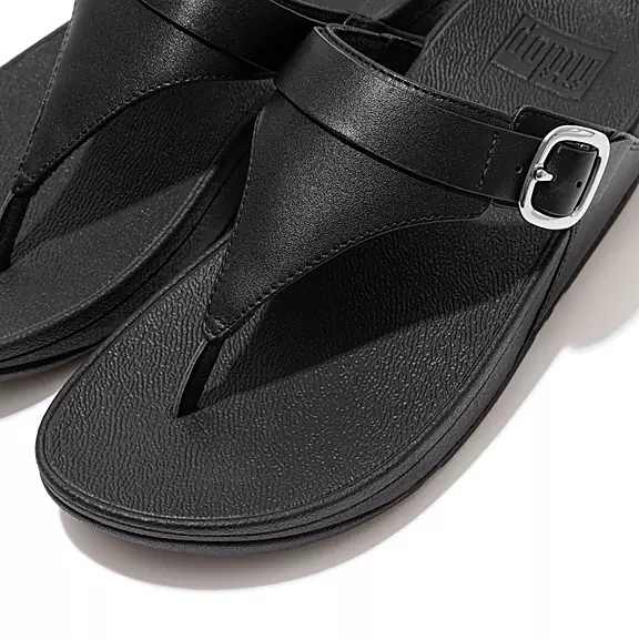 FitFlop LULU Adjustable Cuir Sandales Toe-Post Noir | 34053388