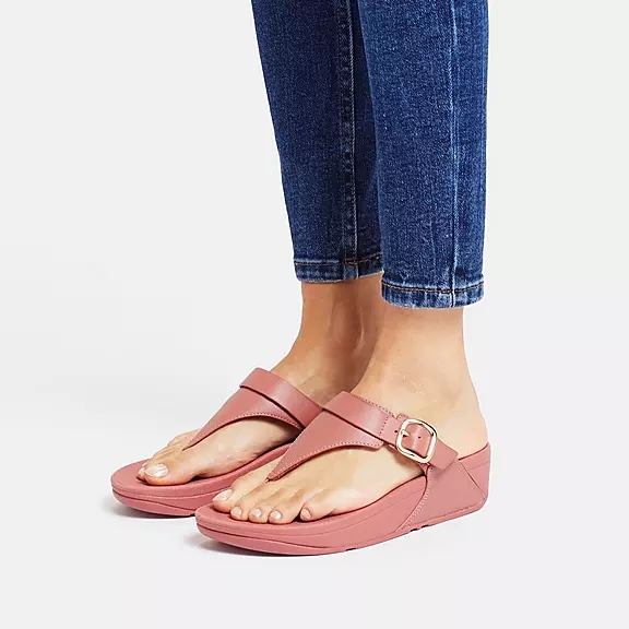 FitFlop LULU Adjustable Cuir Sandales Toe-Post Roze | 64939995
