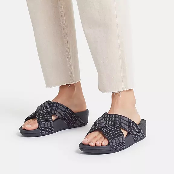 FitFlop LULU Art-Denim Cross Claquette Noir | 86504296