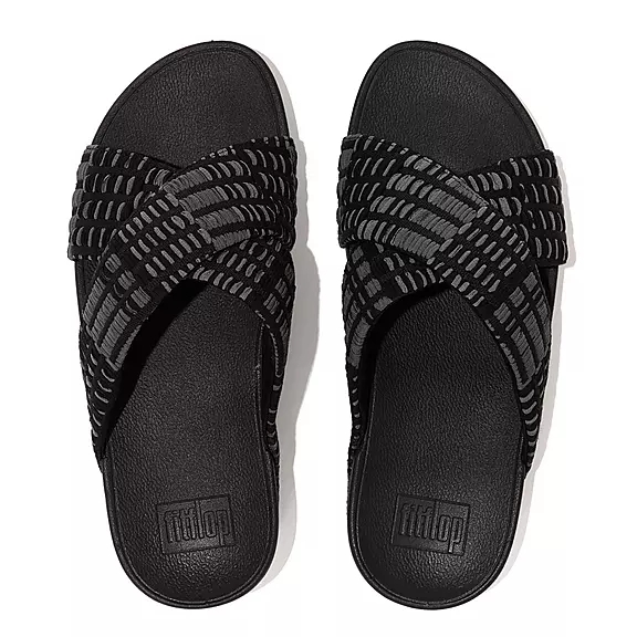 FitFlop LULU Art-Denim Cross Claquette Noir | 86504296