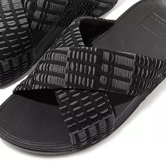 FitFlop LULU Art-Denim Cross Claquette Noir | 86504296
