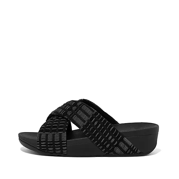 FitFlop LULU Art-Denim Cross Claquette Noir | 86504296