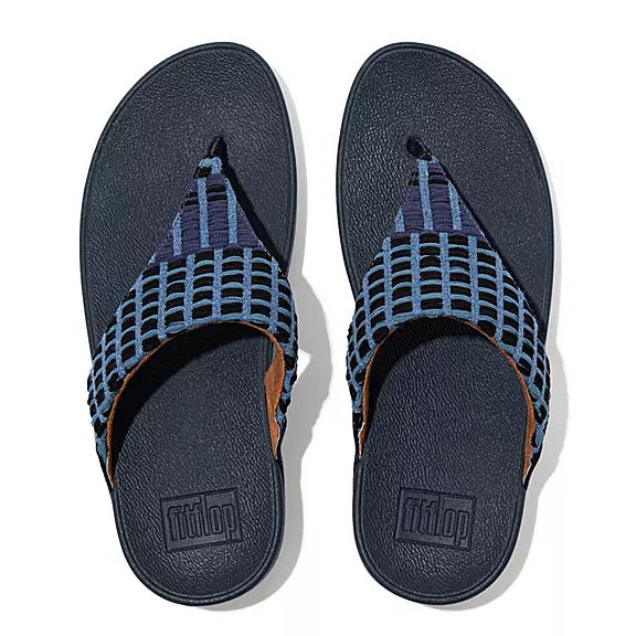 FitFlop LULU Art-Denim Sandales Toe-Post Bleu Marine | 38728494