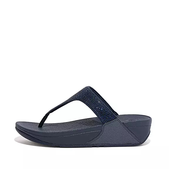 FitFlop LULU Crystal Sandales Toe-Post Bleu Marine | 21388860