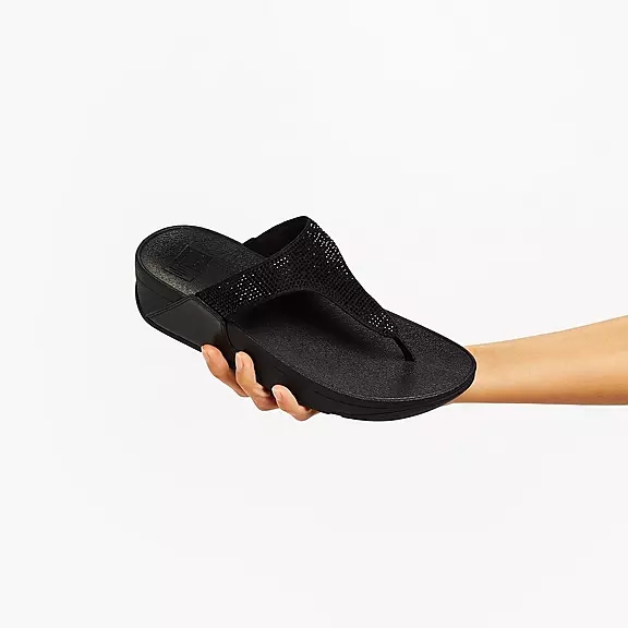 FitFlop LULU Crystal Sandales Toe-Post Noir | 34178621