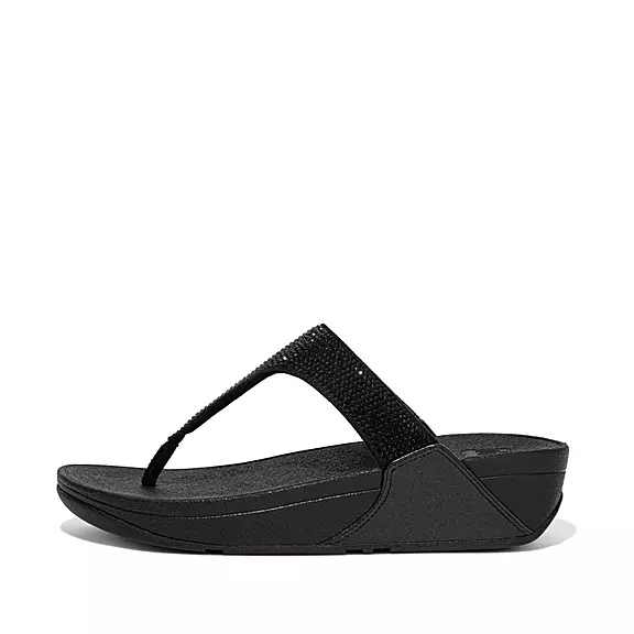 FitFlop LULU Crystal Sandales Toe-Post Noir | 34178621