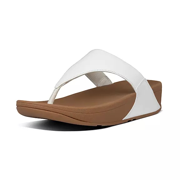 FitFlop LULU Cuir Sandales Toe-Post Blanche | 36321146