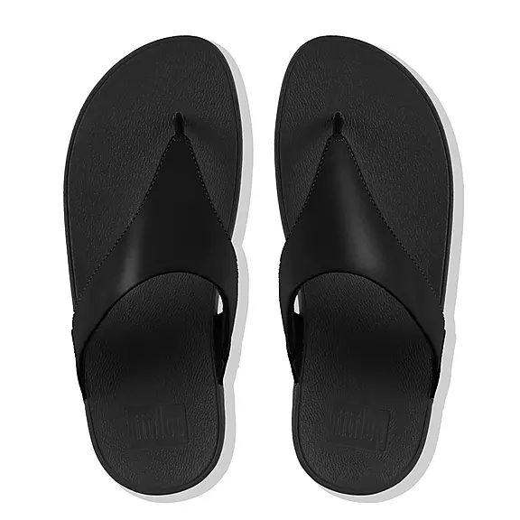 FitFlop LULU Cuir Sandales Toe-Post Noir | 96483281